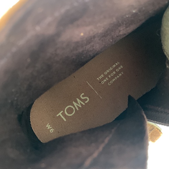 Toms Nolita Brown Suede Olive Green Canvas Hot Pink Lace Up Lug Soles Boots - Picture 10 of 10